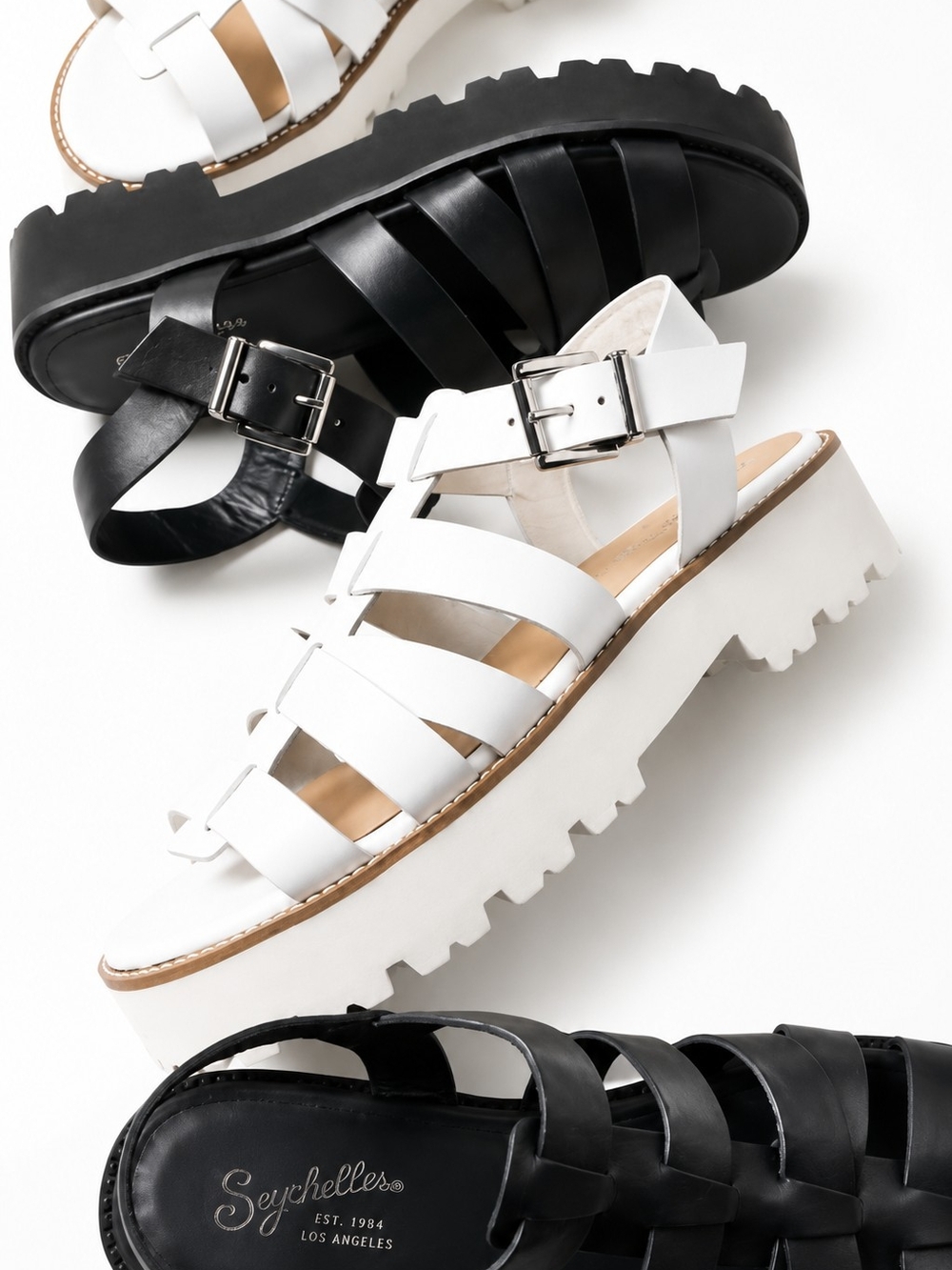 Seychelles White "On The Road" Leather Lug Sandals-NWOT Sz 9